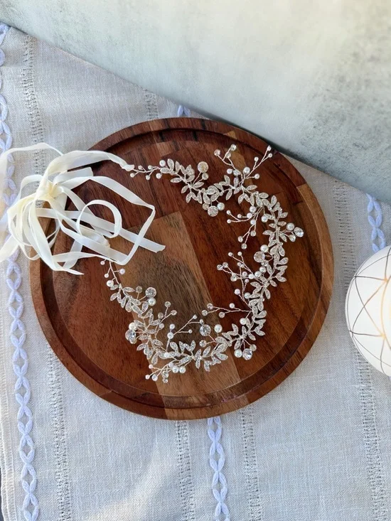 Bridal Crystal & Pearl Vine Headpiece - White - Picture 2 of 2